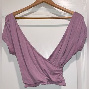 Dusty Rose colored low cut crop top